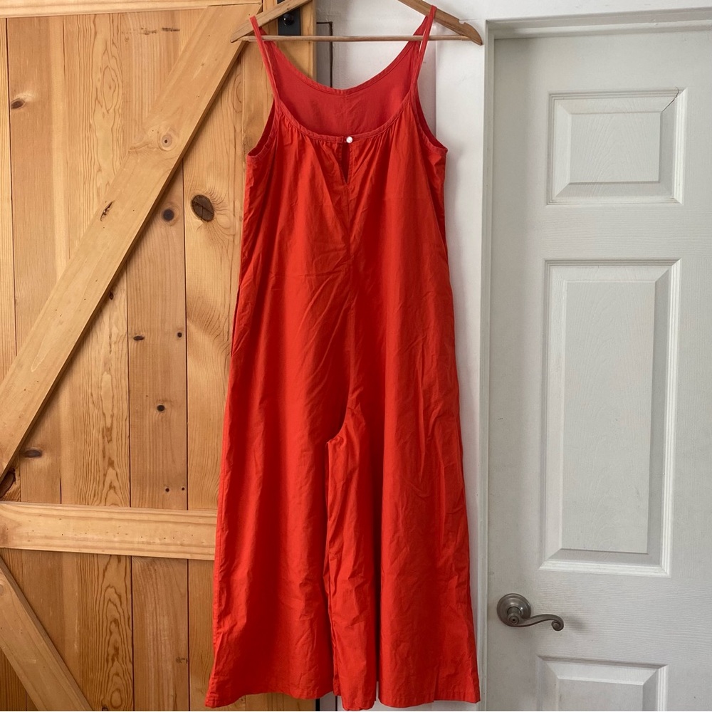 Maeve Anthropologie Orange Chrysanthemum Wide Leg Jumpsuit - Picture 5 of 7